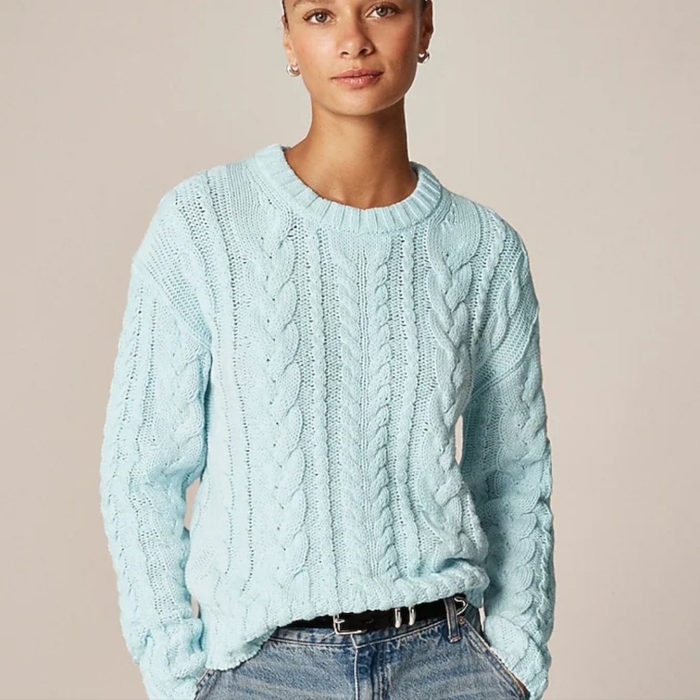 J Crew Cable-knit crewneck sweater CN860 Size XS NWT